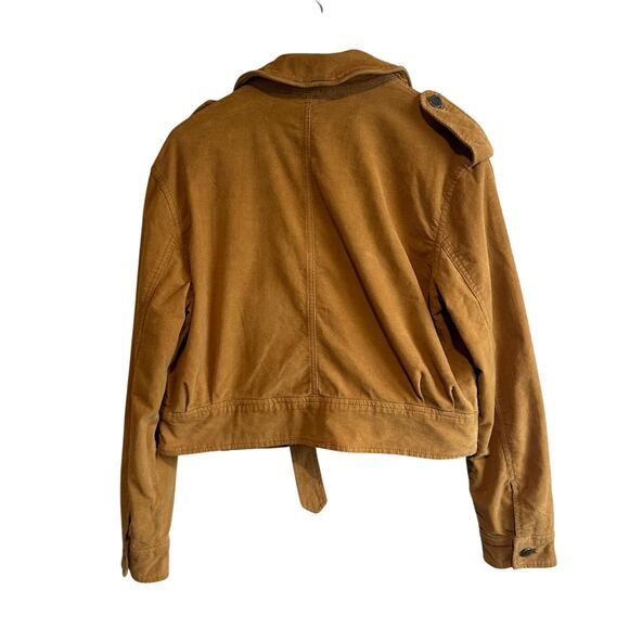 Free People Everlyn Cropped Jacket Mary Gold Mustard Brown M - Picture 11 of 16